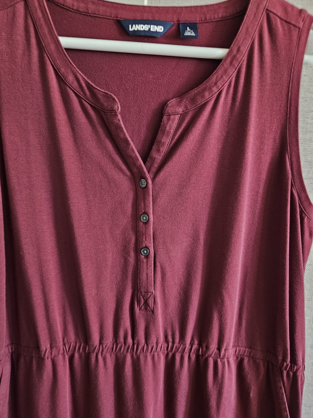 Lands' End LG Sleeveless Henley Dress in Deep Berry
